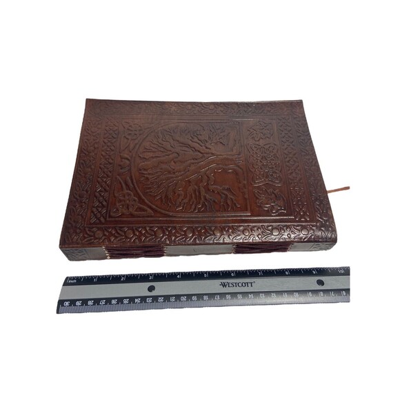 Leather Cover Journal Handmade Embossed Tree of Life Sketchbook Blank Paper 240p - Picture 10 of 11